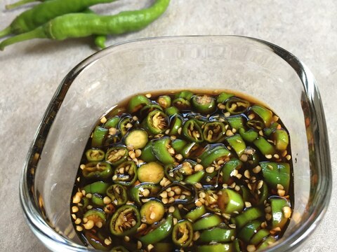 青唐辛子の醤油漬け♪